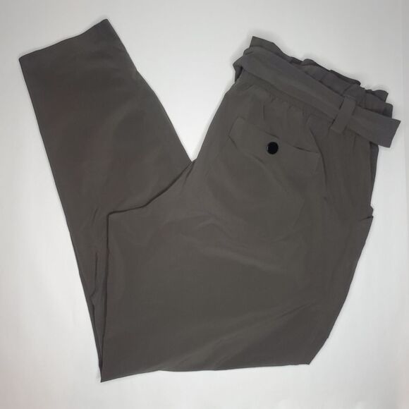 Athleta Skyline Paper Bag Waist Pants Olive Gray Size 10 - Picture 3 of 11